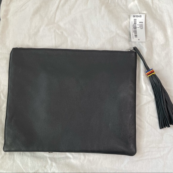 NWT Cleobella Black Leather Embellished Clutch - Picture 3 of 7